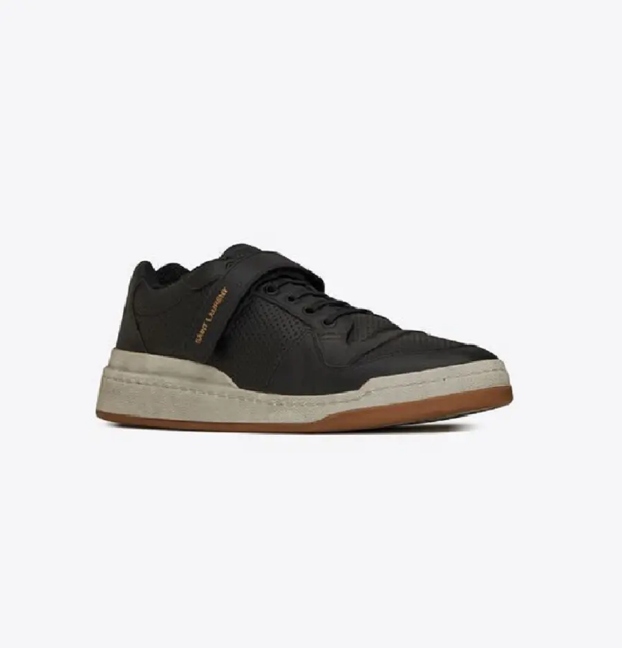 Giày Saint Laurent Sl24 Sneakers In Used Look Leather 'Black' 60254604L101000 - Ảnh 4