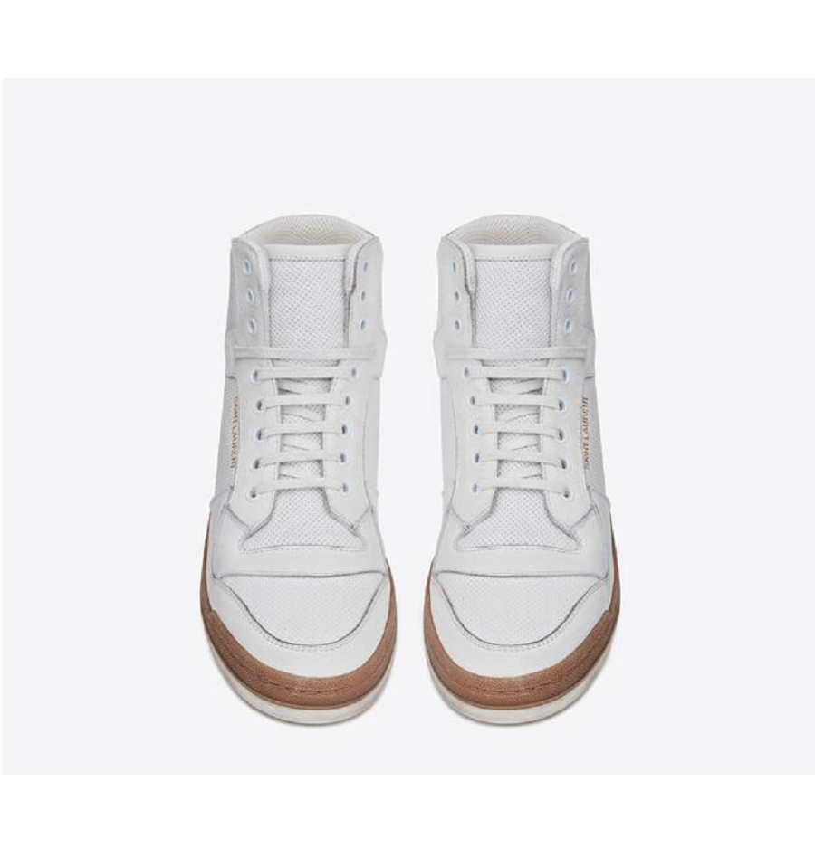 Giày Saint Laurent SL24 Mid Top Sneaker Beige White 61061804GA09298 - Ảnh 2