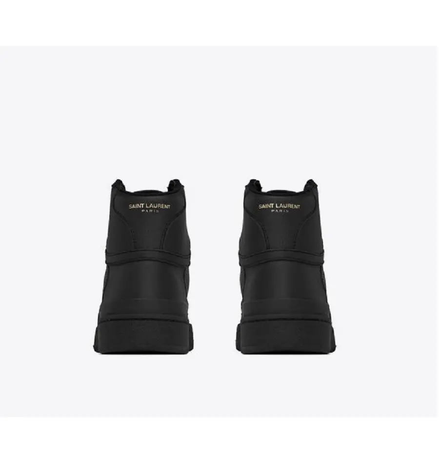 Giày Saint Laurent SL24 Mid Top Sneaker Black 61061804LB11000 - Ảnh 4