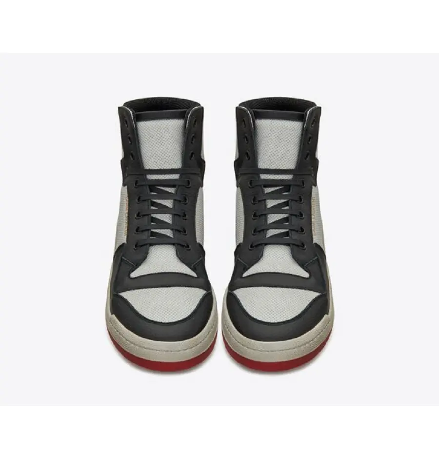 Giày Saint Laurent SL24 Mid Top Sneaker Black White Red 6106181JZC09670 - Ảnh 3