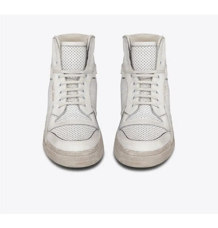 Giày Saint Laurent SL 24 Mid Top In Used Look Leather 'Optic White' VY2S0723TCCK2 - Ảnh 4
