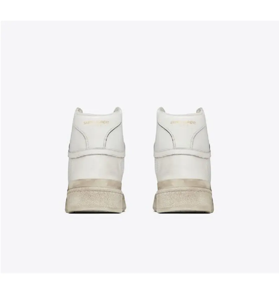 Giày Saint Laurent SL 24 Mid Top In Used Look Leather 'Optic White' VY2S0723TCCK2 - Ảnh 3