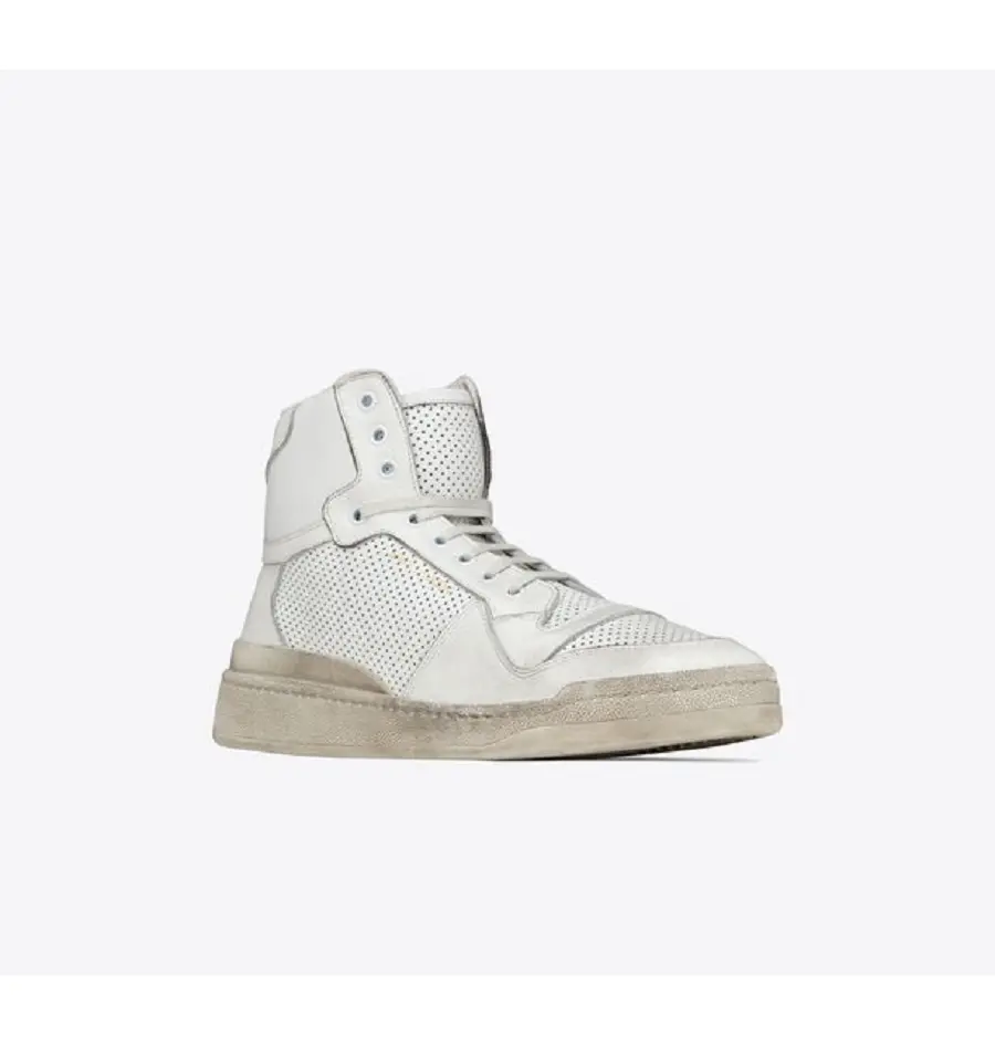Alternative view of Giày Saint Laurent SL 24 Mid Top In Used Look Leather 'Optic White' VY2S0723TCCK2