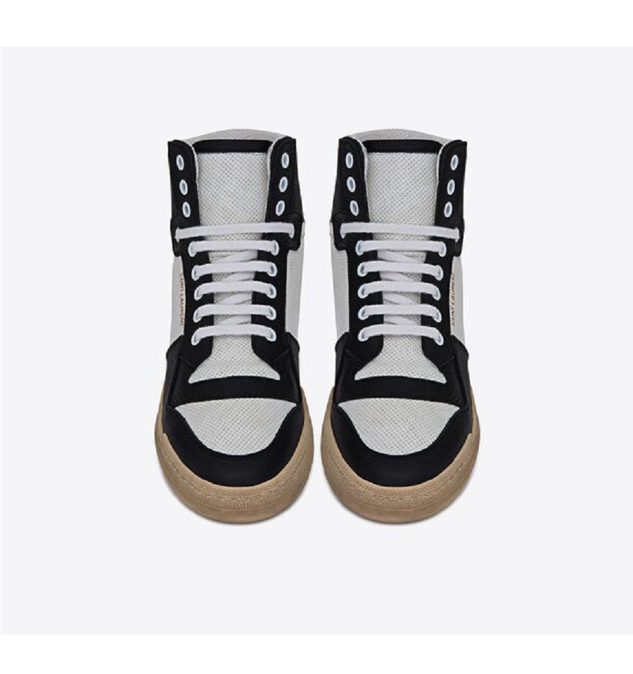 Giày Saint Laurent SL 24 Mid Top 'White Black' 6106192W4509063 - Ảnh 3