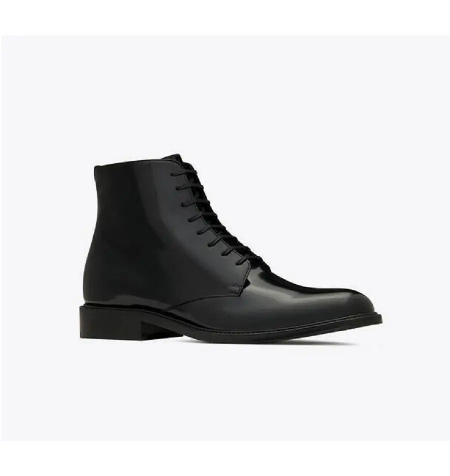 Alternative view of Giày Saint Laurent Army Laced Boots In Shiny Leather 'Black' 6323581YZ001000