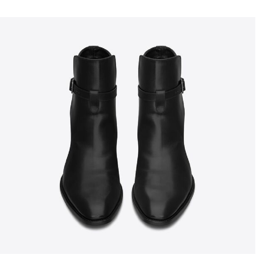Giày Saint Laurent Wyatt Jodhpur Boots In Mooth Leather 'Black' 6634141YL001000 - Ảnh 4