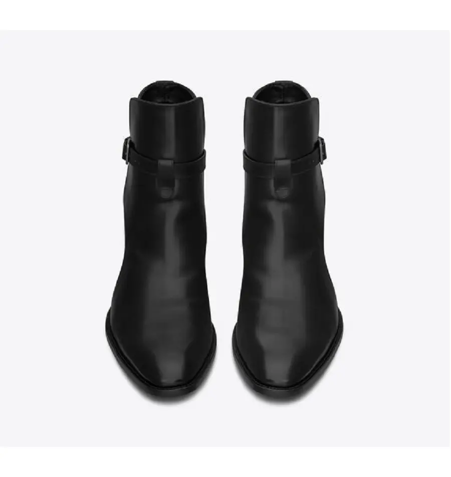 Giày Saint Laurent Wyatt Jodhpur Boots In Mooth Leather 'Black' 6634141YL001000 - Ảnh 4