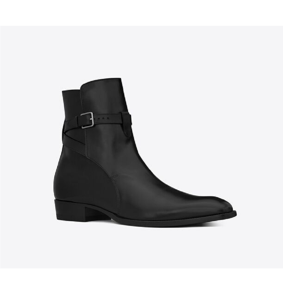 Giày Saint Laurent Wyatt Jodhpur Boots In Mooth Leather 'Black' 6634141YL001000 - Ảnh 3