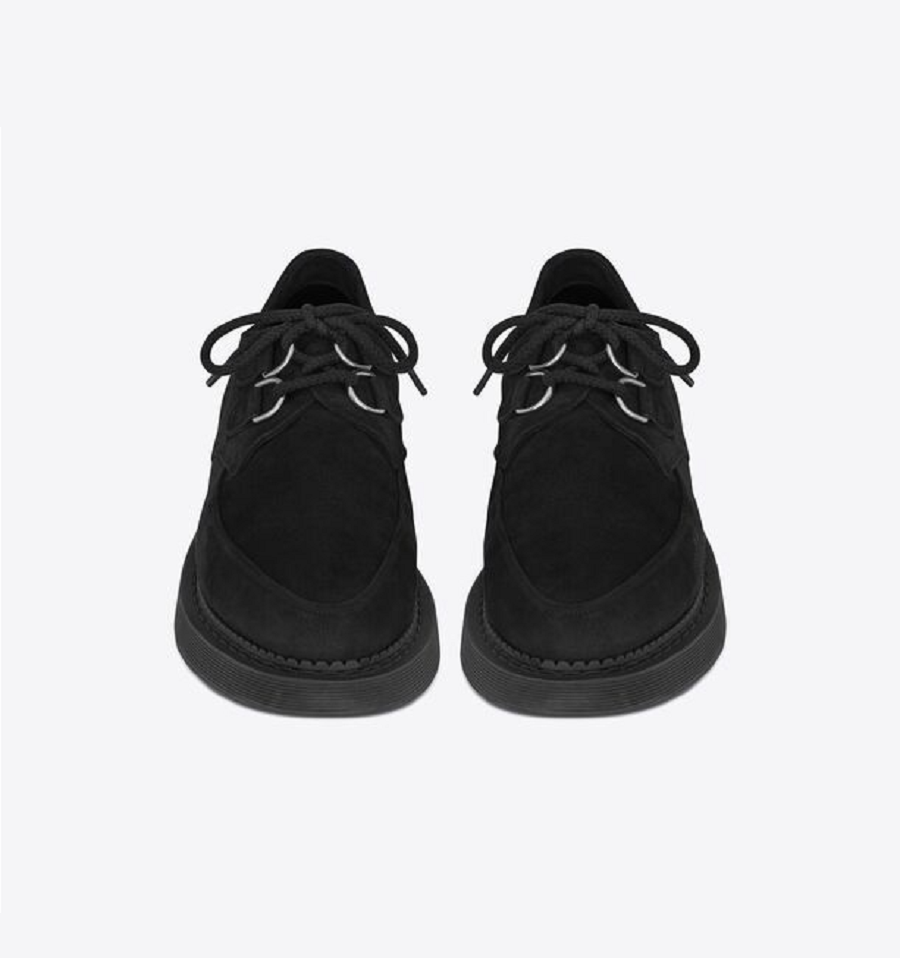 Giày Saint Laurent Teddy Derbies In Suede 'Black' 6676062W5001000 - Ảnh 4