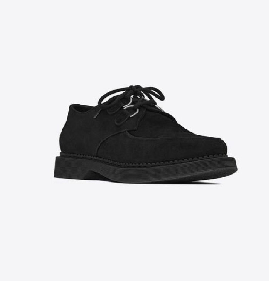 Giày Saint Laurent Teddy Derbies In Suede 'Black' 6676062W5001000 - Ảnh 5