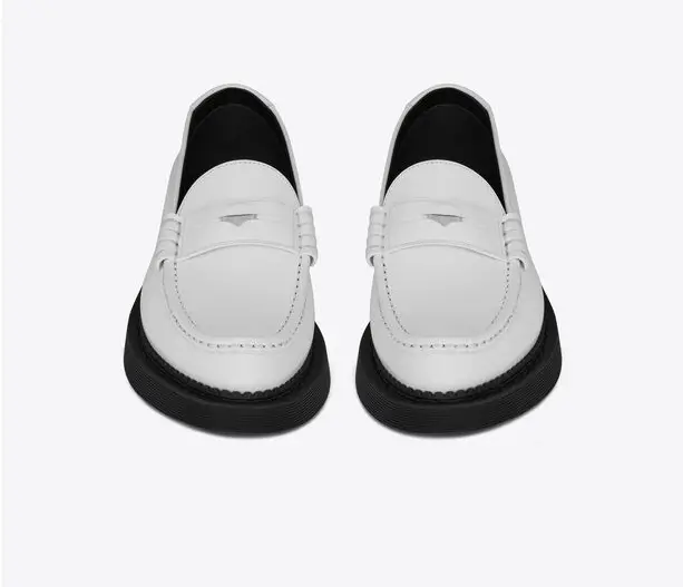 Giày Saint Laurent Teddy Penny Loafer 'White' 66874826Y009030 - Ảnh 3