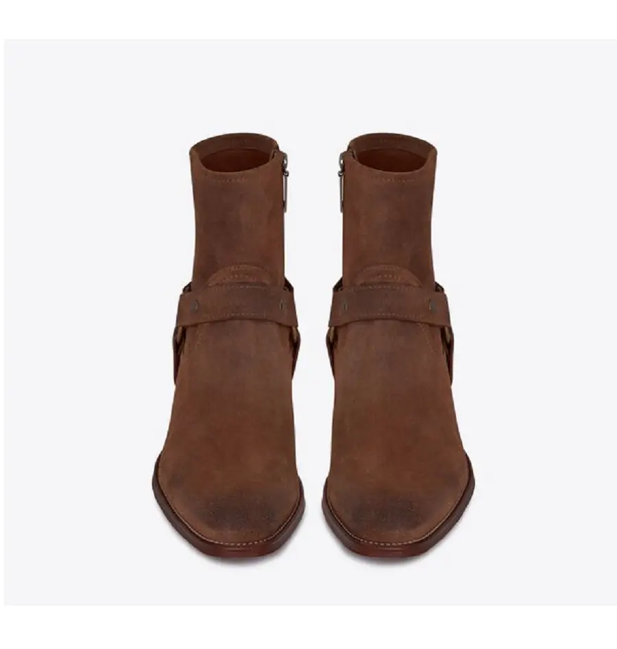 Alternative view of Giày Saint Laurent Wyatt Harness Boots 'Brown' 66928425T002749