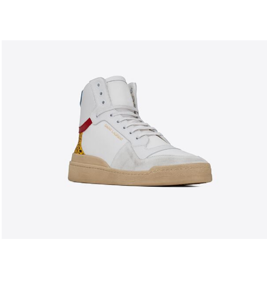 Giày Saint Laurent SL24 Mid Top Sneaker Off White - Ảnh 4