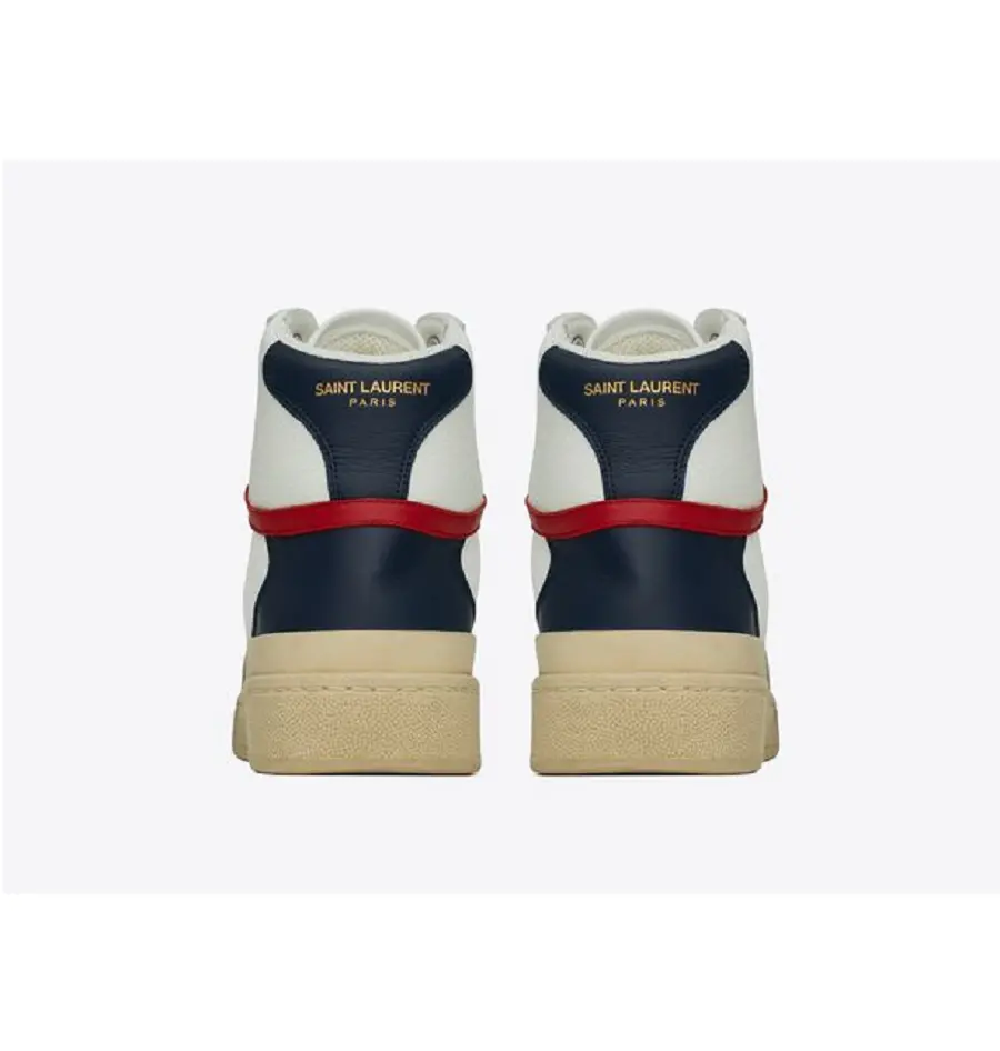 Giày Saint Laurent SL24 Mid Top Sneaker Brown White 66943012N609098 - Ảnh 3