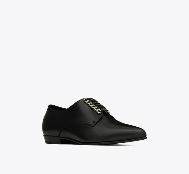Giày Saint Laurent Carson Derbies 'Black' 686148AAAEP1000 - Ảnh 4