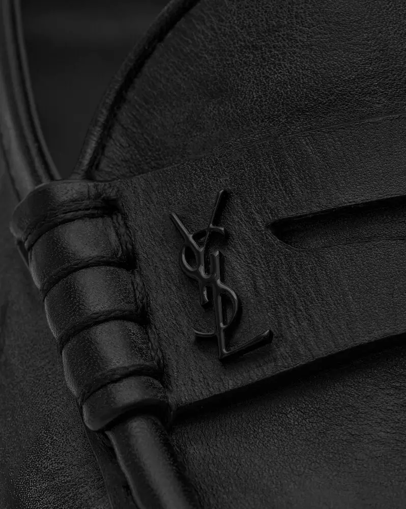 Giày Saint Laurent Le Loafer Monogram Penny Slippers 'Black' 689605AAAJ31000 - Ảnh 4