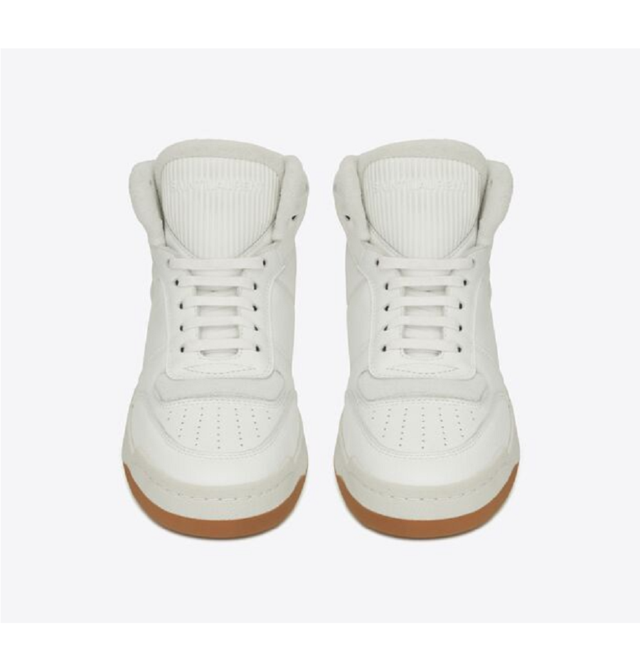 Giày Saint Laurent SL 80 Mid Top In Smooth And Grained Leather 'White' - Ảnh 3