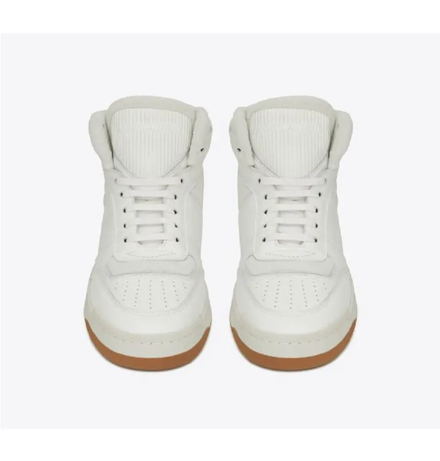 Giày Saint Laurent SL 80 Mid Top In Smooth And Grained Leather 'White' - Ảnh 3