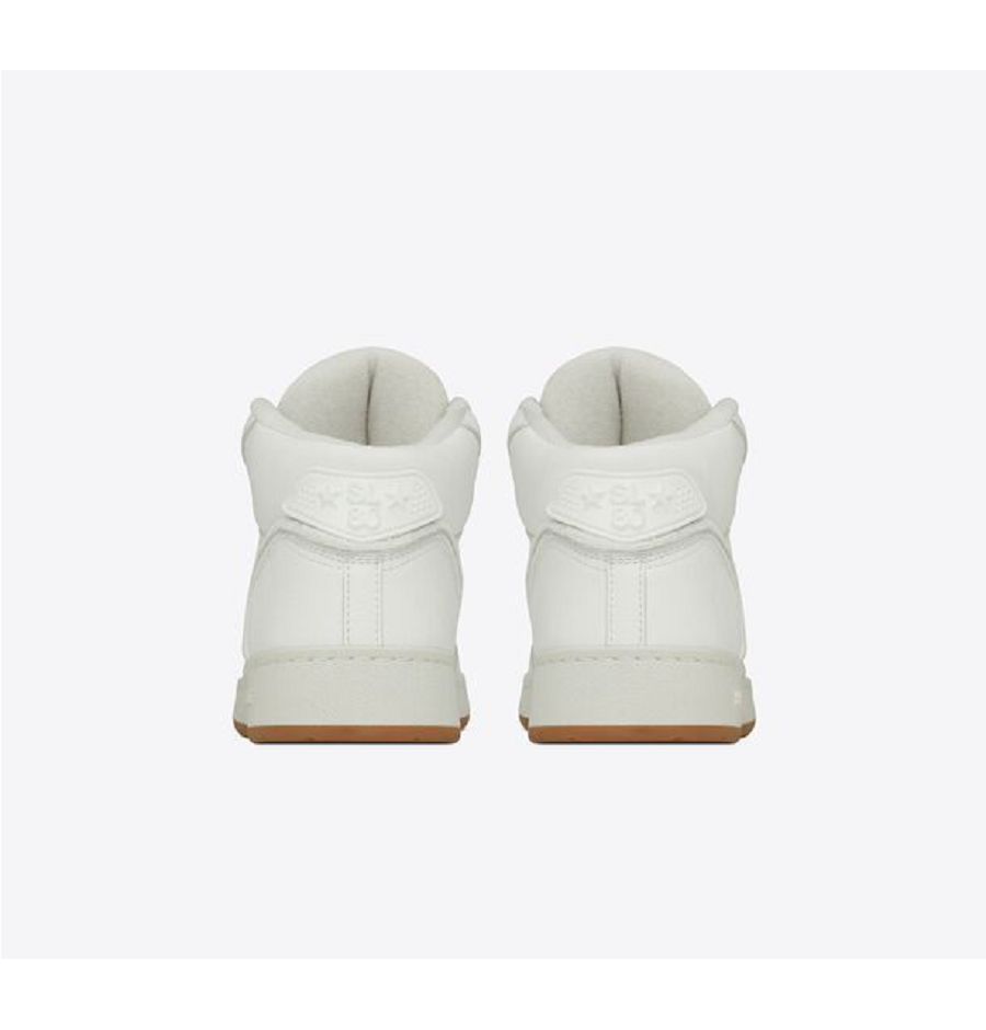 Giày Saint Laurent SL 80 Mid Top In Smooth And Grained Leather 'White' - Ảnh 4