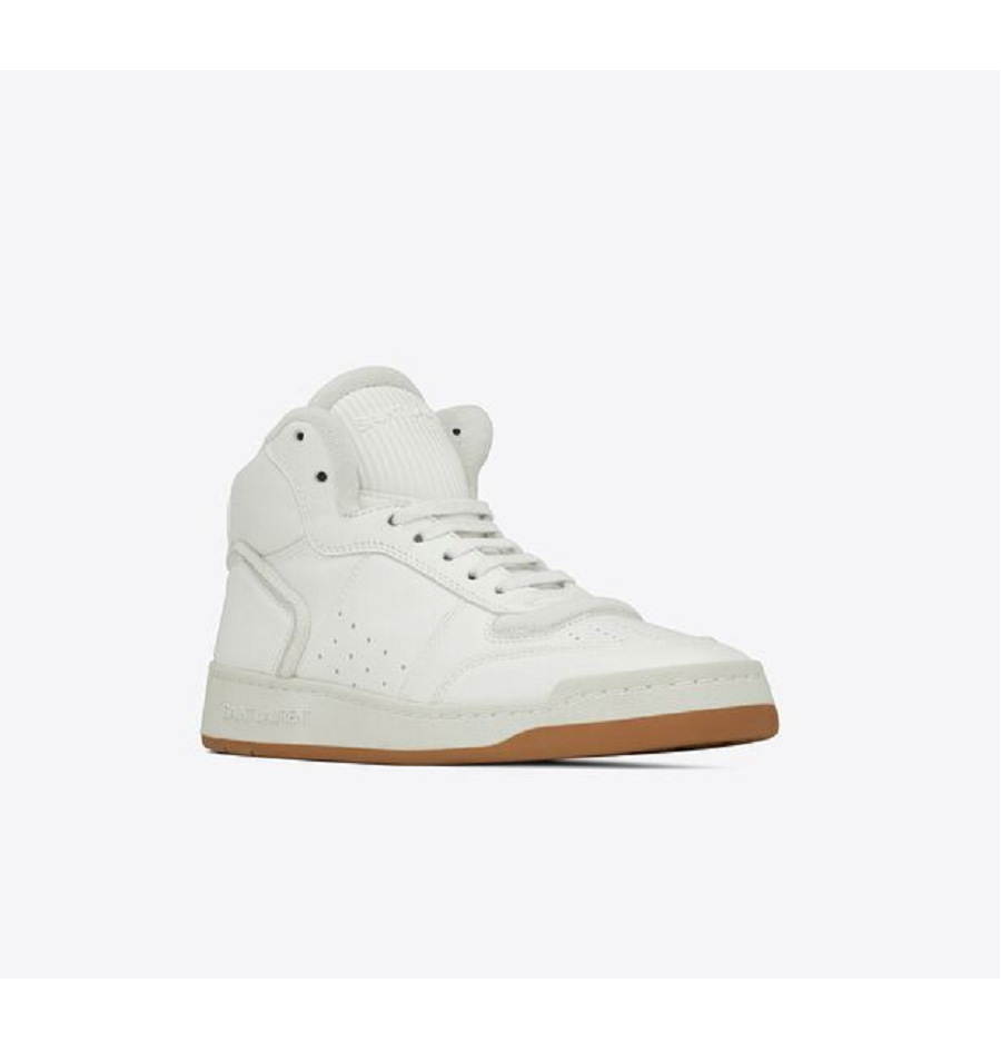 Giày Saint Laurent SL 80 Mid Top In Smooth And Grained Leather 'White' - Ảnh 2