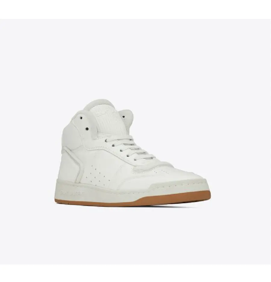 Alternative view of Giày Saint Laurent SL 80 Mid Top In Smooth And Grained Leather 'White'