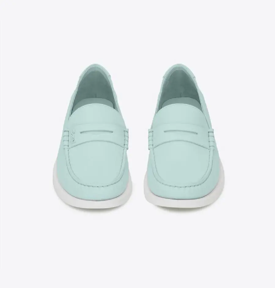 Giày Saint Laurent Le Loafer Monogram Penny Slippers 'Blue' 692224AAAIH4803 - Ảnh 3