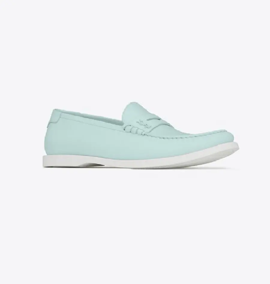 Giày Saint Laurent Le Loafer Monogram Penny Slippers 'Blue' 692224AAAIH4803 - Ảnh 2