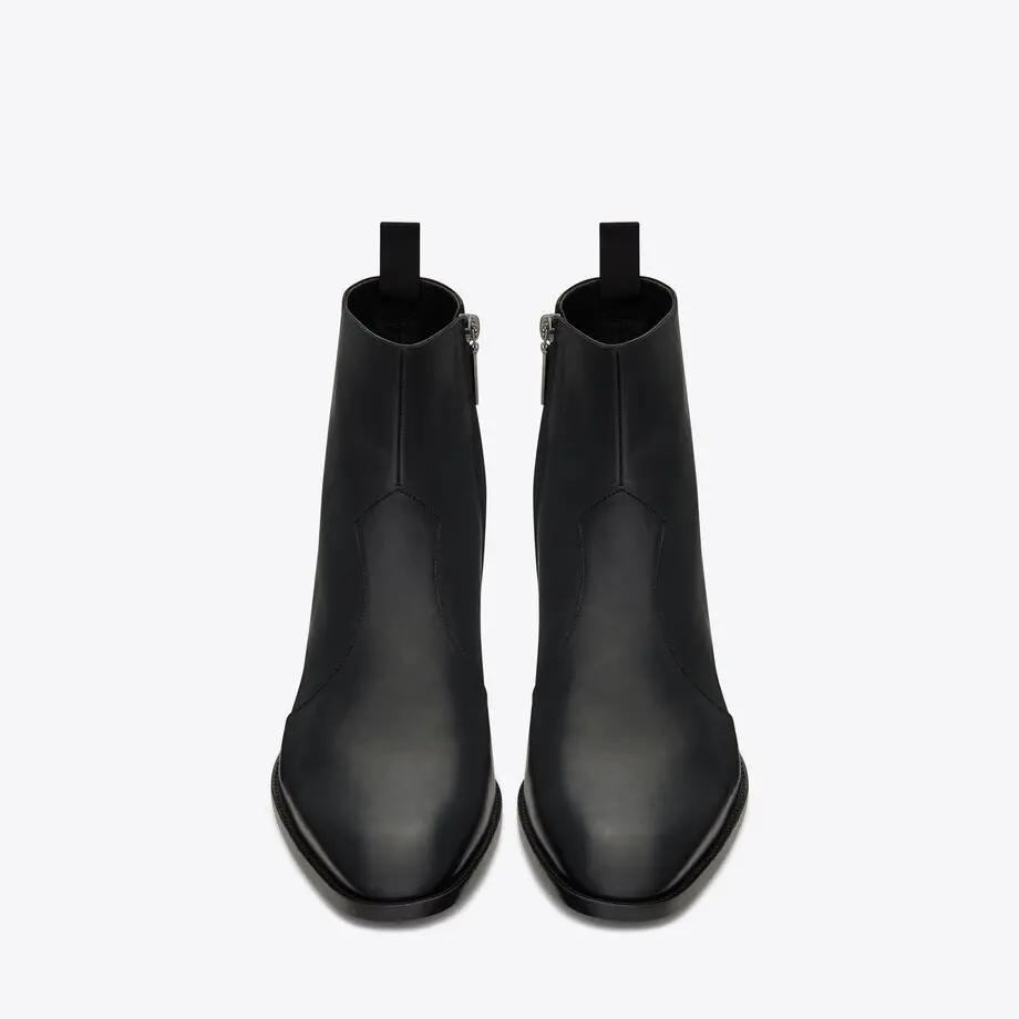 Alternative view of Giày Saint Laurent Wyatt Zipped Boots In Smooth Leather 'Black' 6826271YL001000