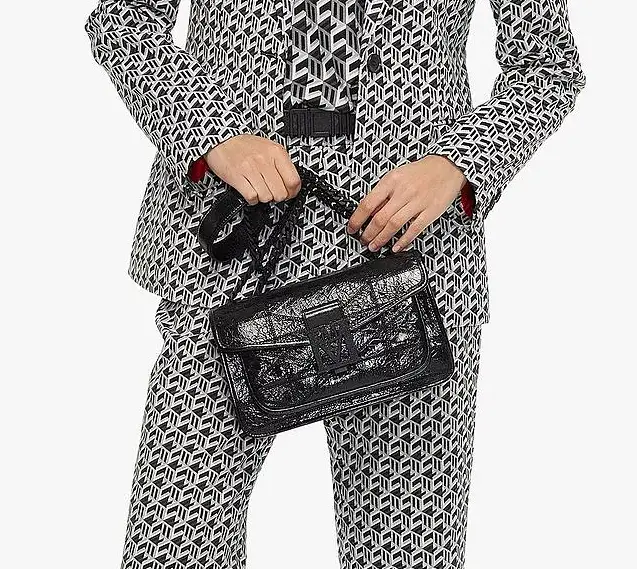 Túi MCM Mena Quilted Shoulder Bag in Crushed Leather MWSCSLM03BK001 - Ảnh 5