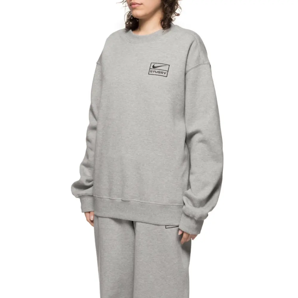 Alternative view of Áo Nike Fleece Crew x Stussy Sweater 'Grey' DO9337-063