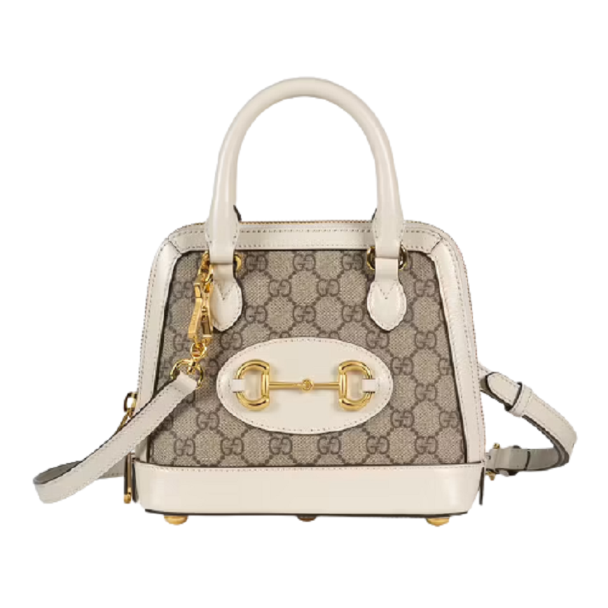 Túi Gucci Horsebit 1955 Mini Top Handle Beige And White Leather 640716-92TCG-9761