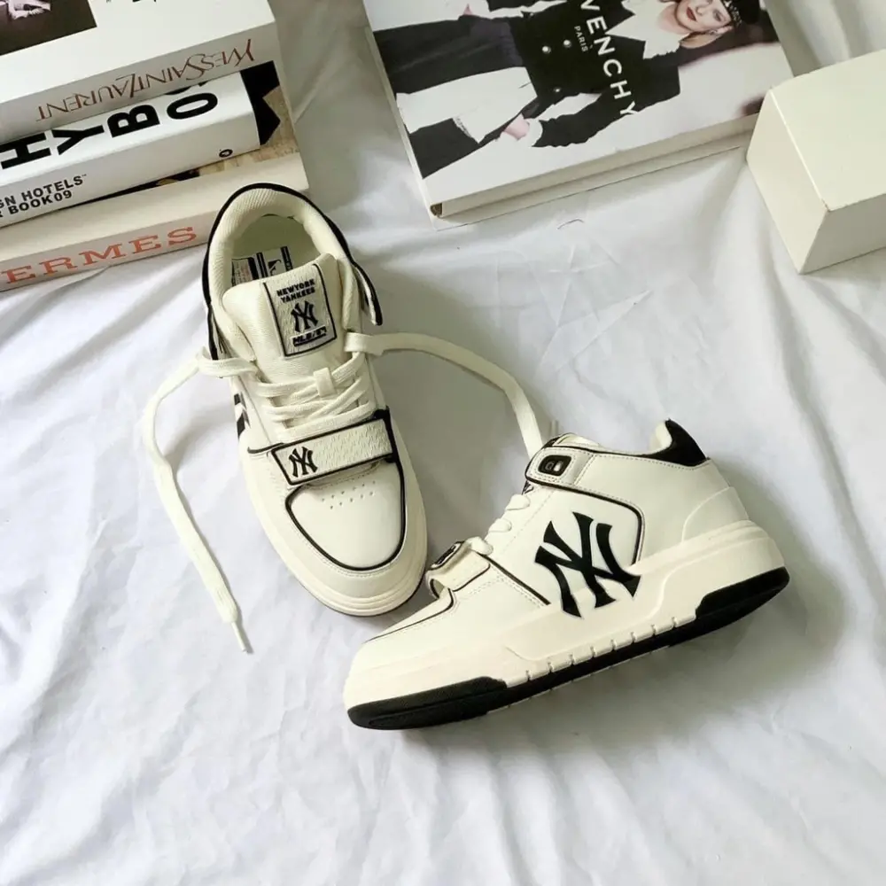 Giày MLB Chunky Mid Liner New York Yankees 'White Black' 3ASXLMB3N-50BKS - Ảnh 4