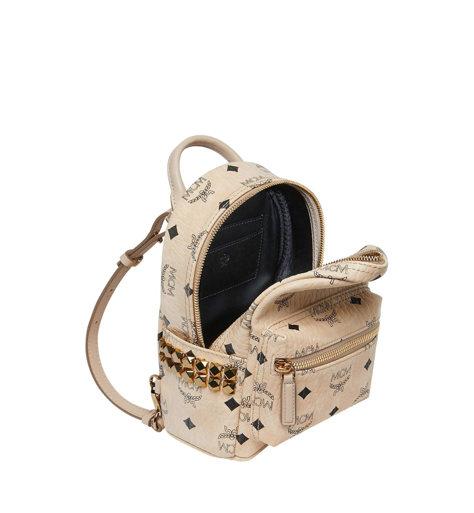 Balo MCM Stark Side Studs Bebe Boo Backpack In Visetos MMK6AVE92IG001 - Ảnh 2