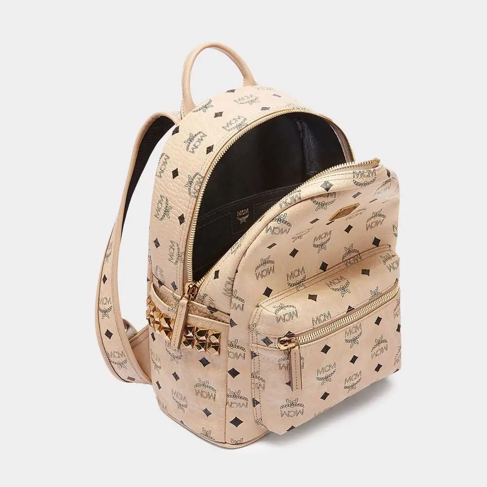 Alternative view of Balo MCM Stark Side Studs Backpack in Visetos 'Powder Pink' MMK6SVE37IG001