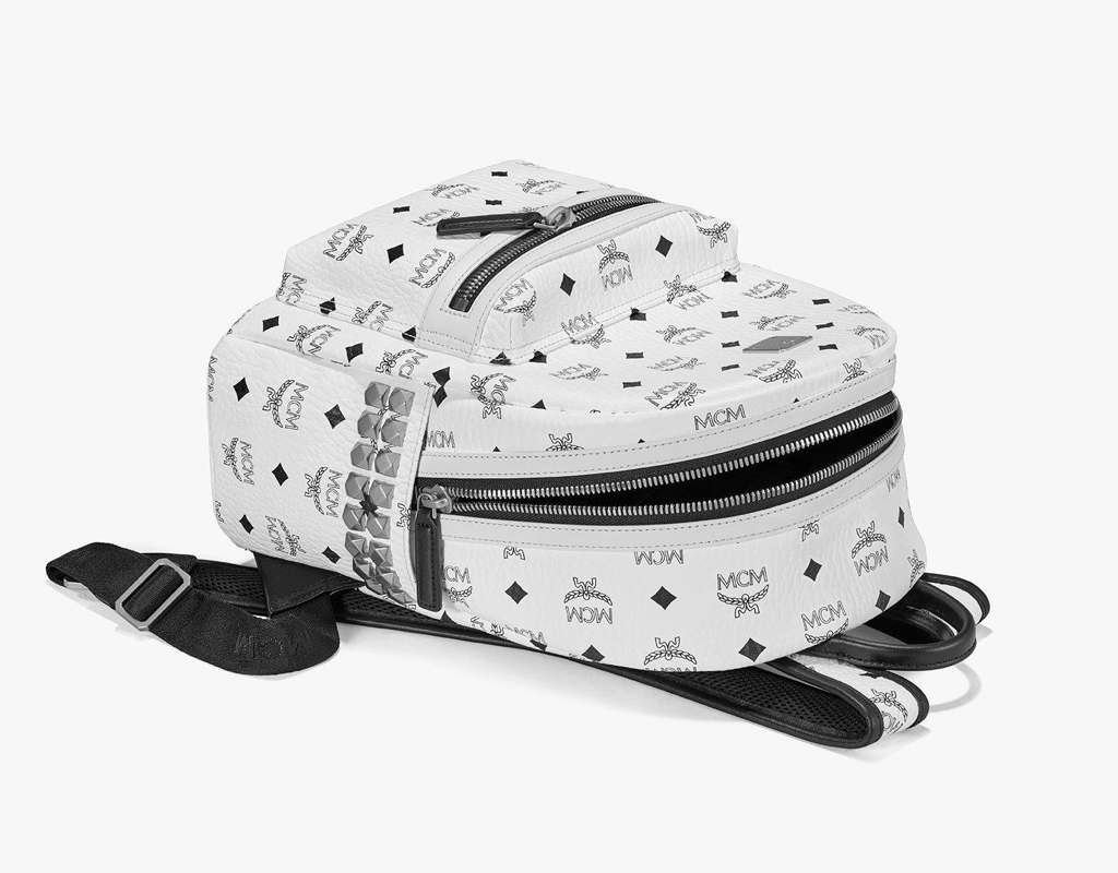Balo MCM Stark Studs Backpack Visetos 'White' MMK6SVE37WT001 - Ảnh 2