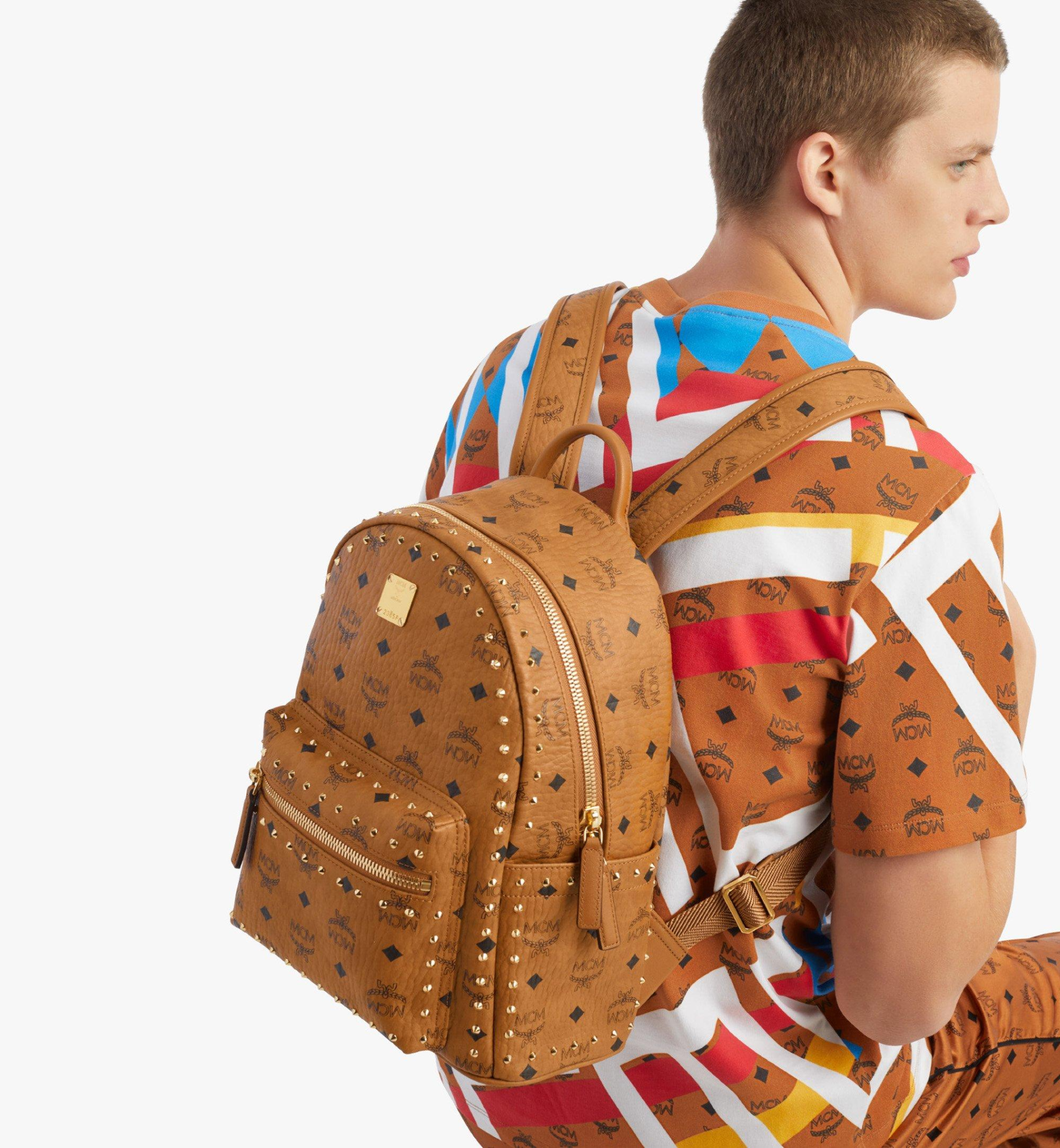 Balo MCM Stark Backpack Studded Visetos Cognac MMKAAVE01CO001 - Ảnh 2