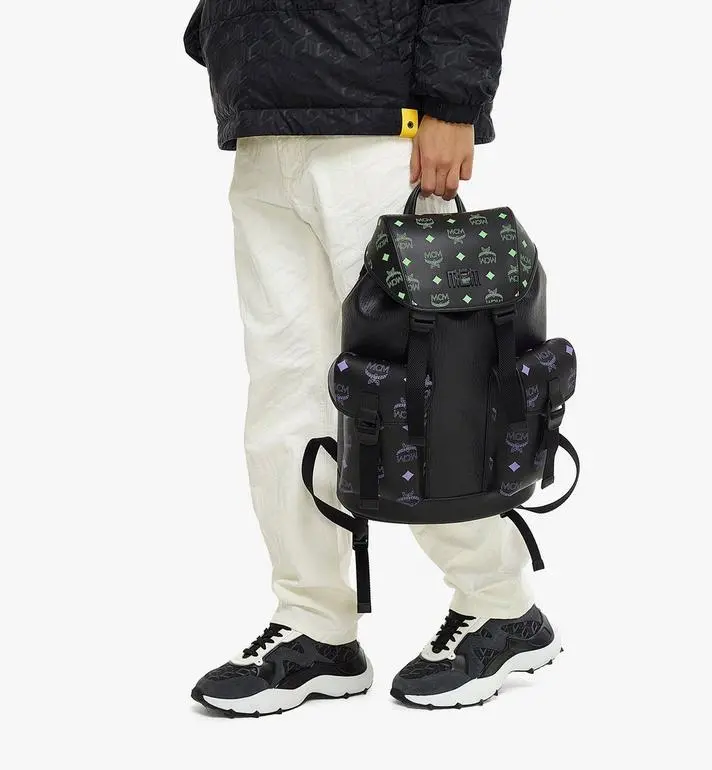 Balo MCM Splash Logo Leather Black MMKCSSX01U6001 - Ảnh 4