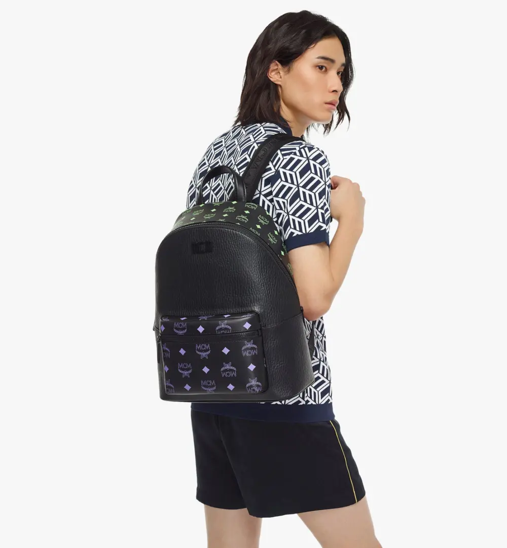 Balo MCM Stark Splash Logo Leather Black MMKCSSX02U6001 - Ảnh 5