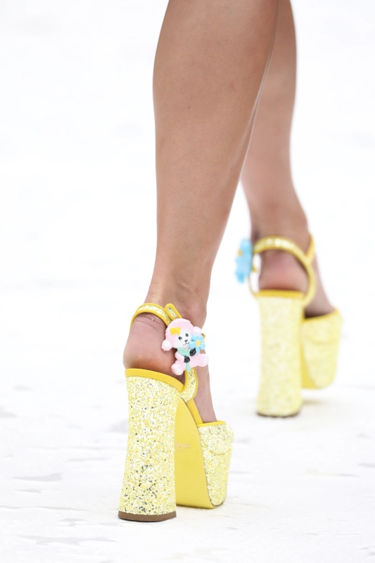 Giày Cao Gót Moschino High Glitter Platform 'Yellow' MA1611EC0EMJN400 - Ảnh 4