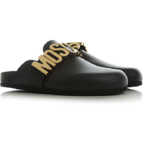 Alternative view of Giày Moschino Lettering Logo Calfskin Sabot 'Black' MA10403G1EMF0000