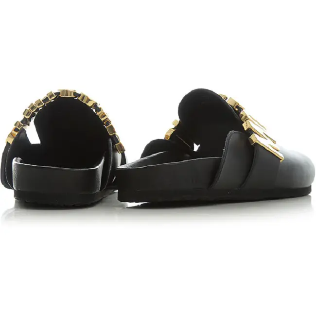 Giày Moschino Lettering Logo Calfskin Sabot 'Black' MA10403G1EMF0000 - Ảnh 4
