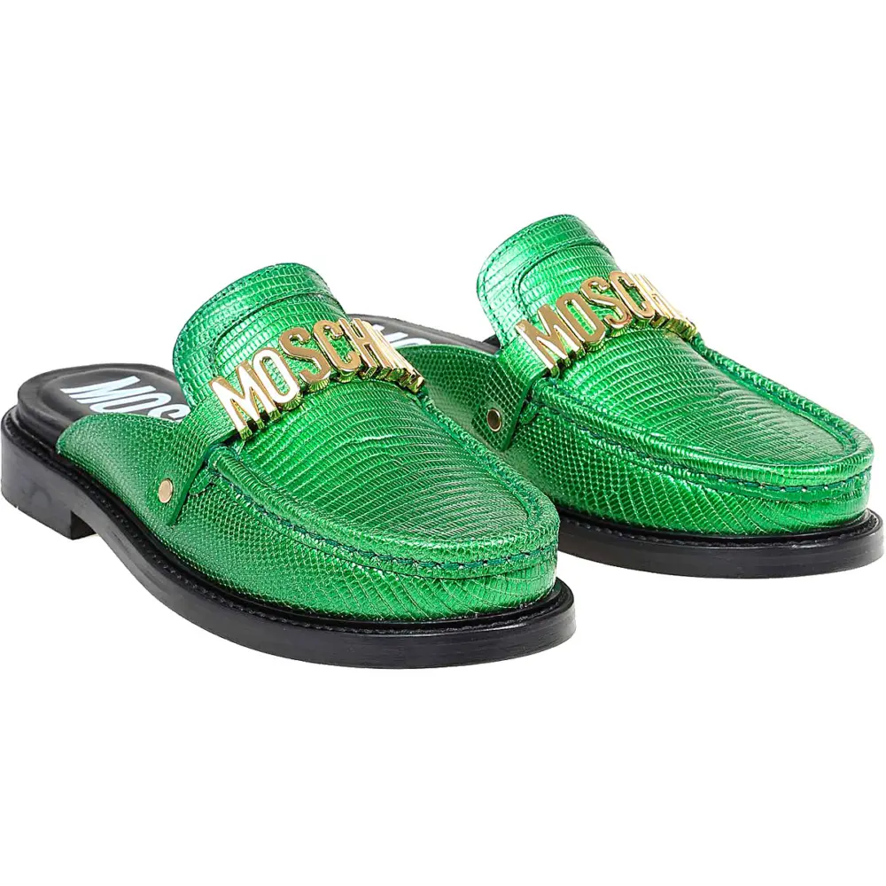 Alternative view of Giày Moschino Lizard Print Calfskin Open 'Green' MA10632C1EMH0850