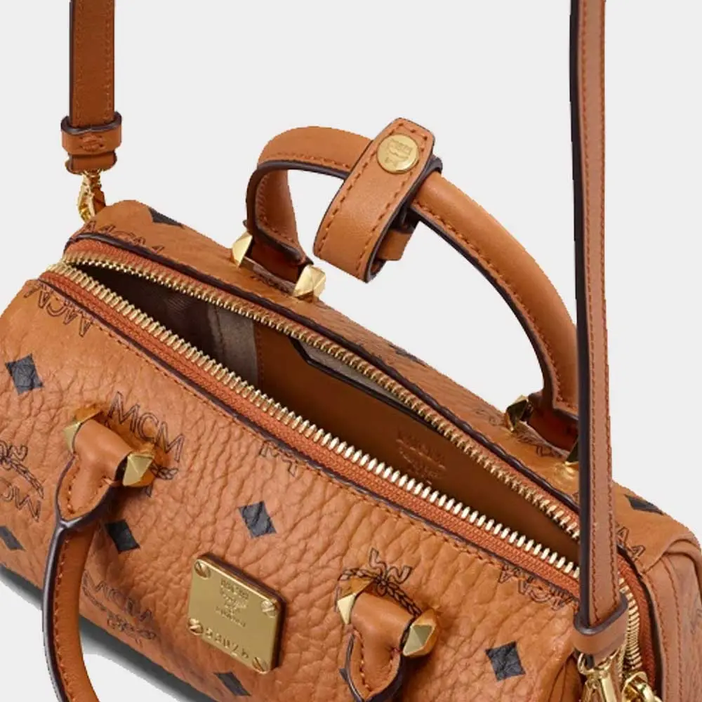 Túi MCM Mini Essential Boston Bag Visetos 'Cognac' MWB9ASE25CO001 - Ảnh 4
