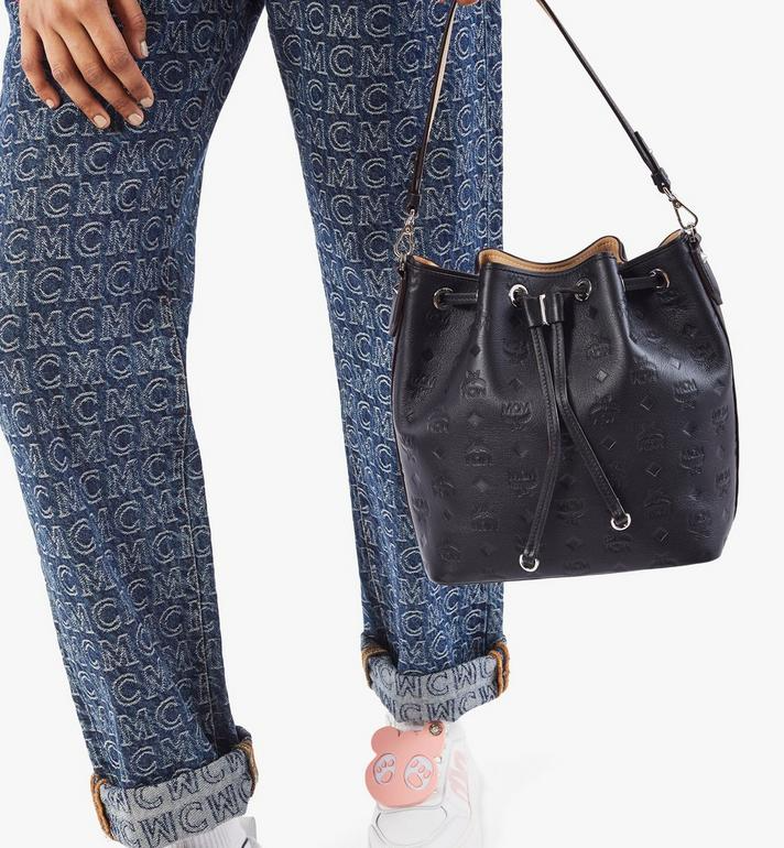 Túi MCM Essential Drawstring Bag Leather Black MWDAASE04BK001 - Ảnh 4