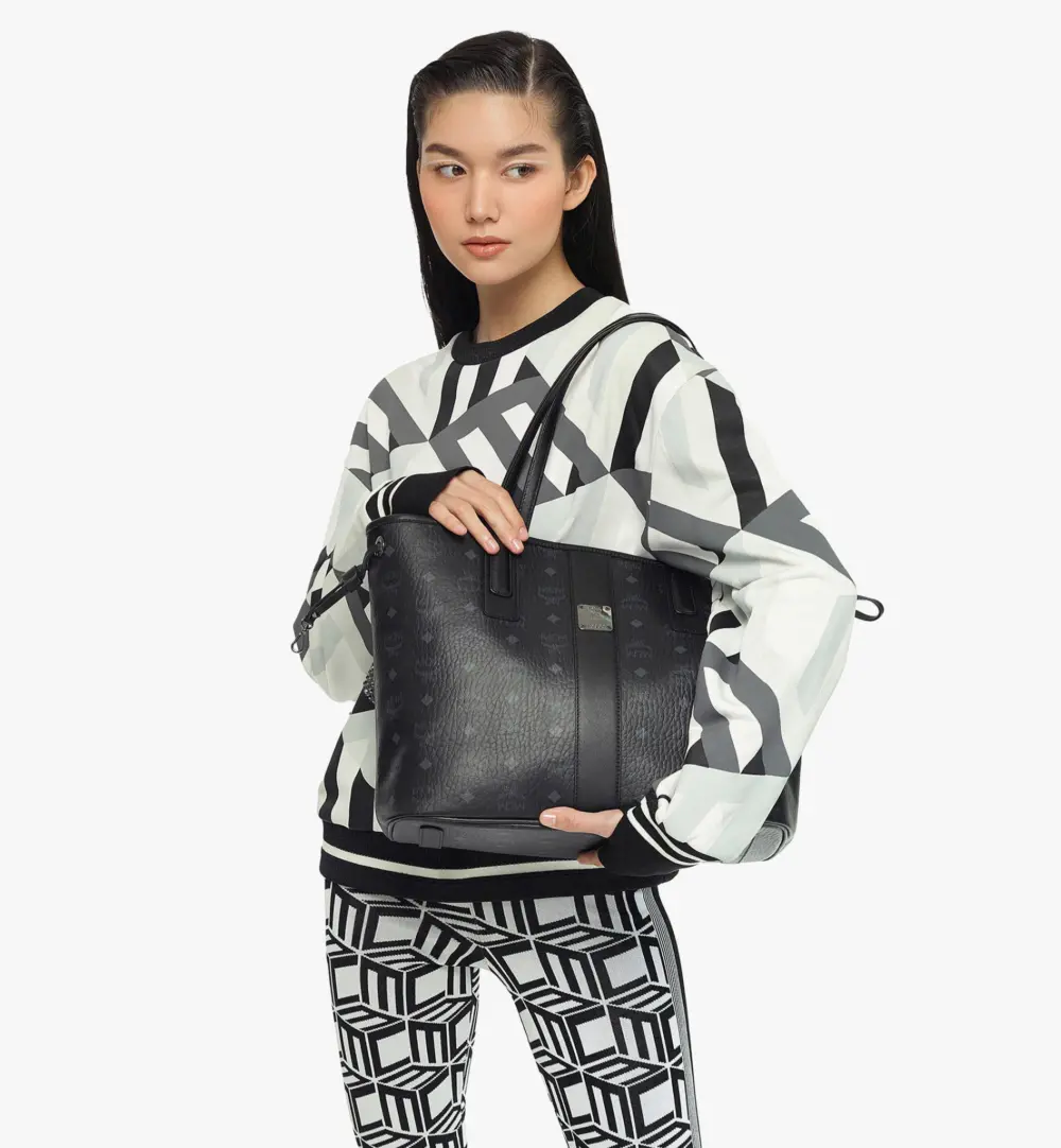 Túi MCM Medium Reversible Liz Shopper Black MWPCSVI01BK001 - Ảnh 4