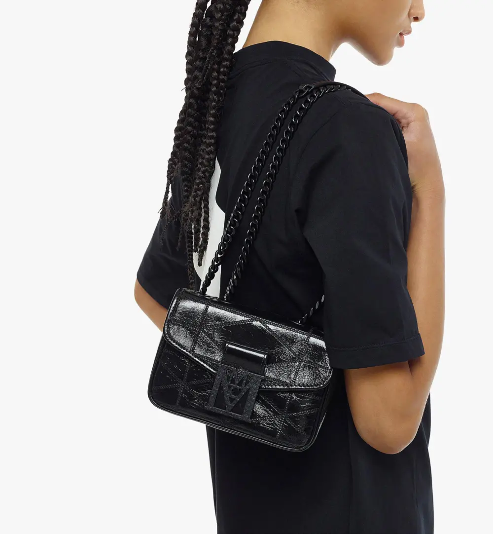Túi MCM Mena Quilted Shoulder Bag in Crushed Leather MWSCSLM04BK001 - Ảnh 5