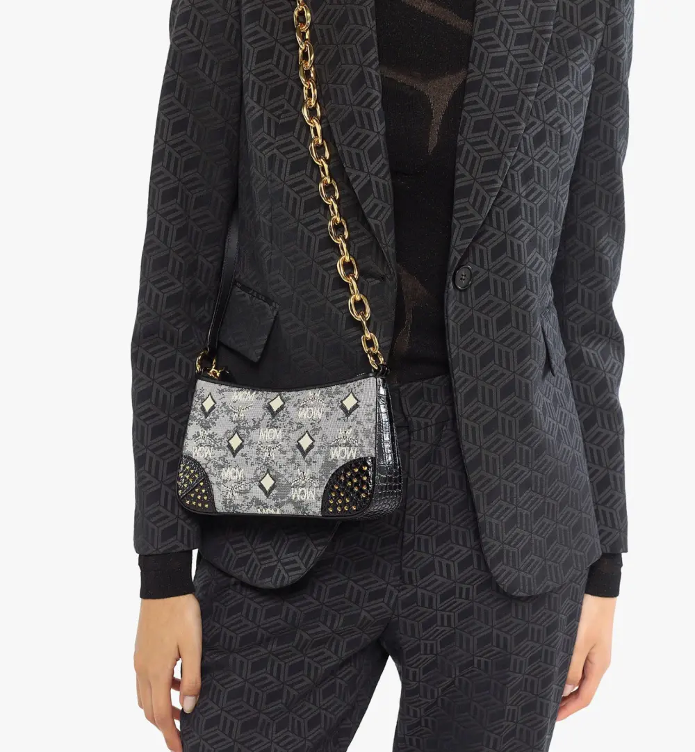 Túi MCM Shoulder Bag in Studded Vintage Monogram Jacquard MWSCSTQ01EG001 - Ảnh 4