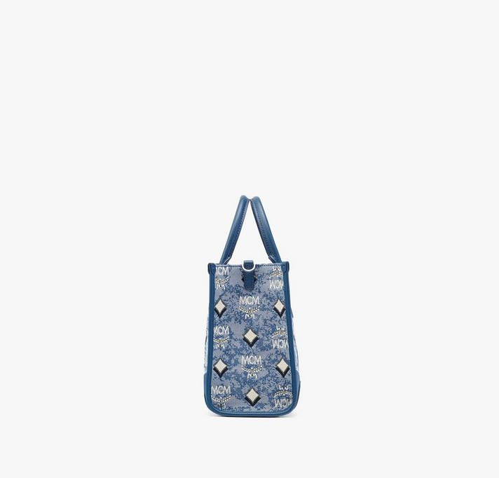 Túi MCM Tote Vintage Jacquard Monogram 'Blue' MWTBATQ02LU001 - Ảnh 3