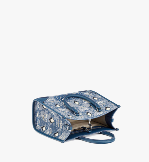 Alternative view of Túi MCM Tote Vintage Jacquard Monogram 'Blue' MWTBATQ02LU001