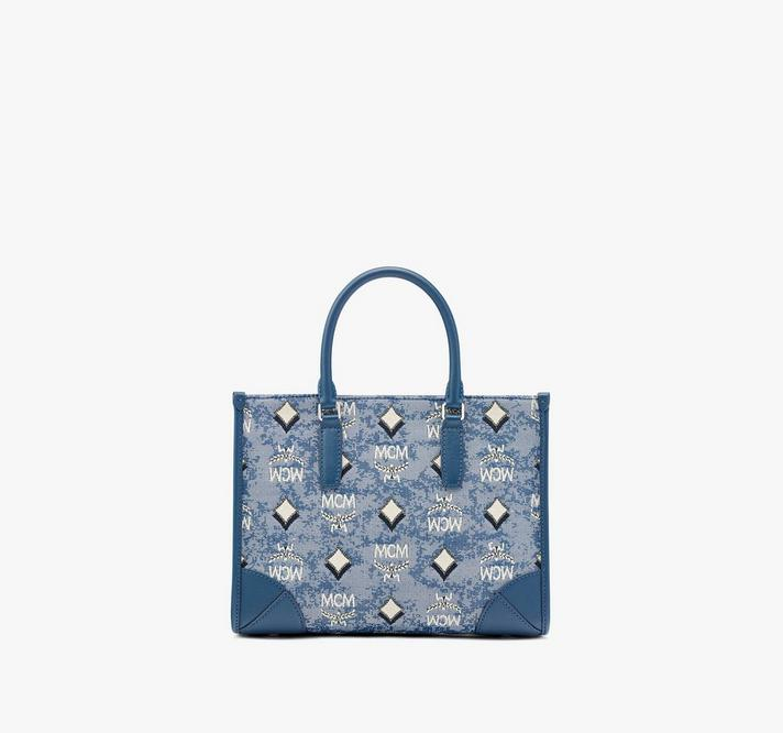 Túi MCM Tote Vintage Jacquard Monogram 'Blue' MWTBATQ02LU001 - Ảnh 4